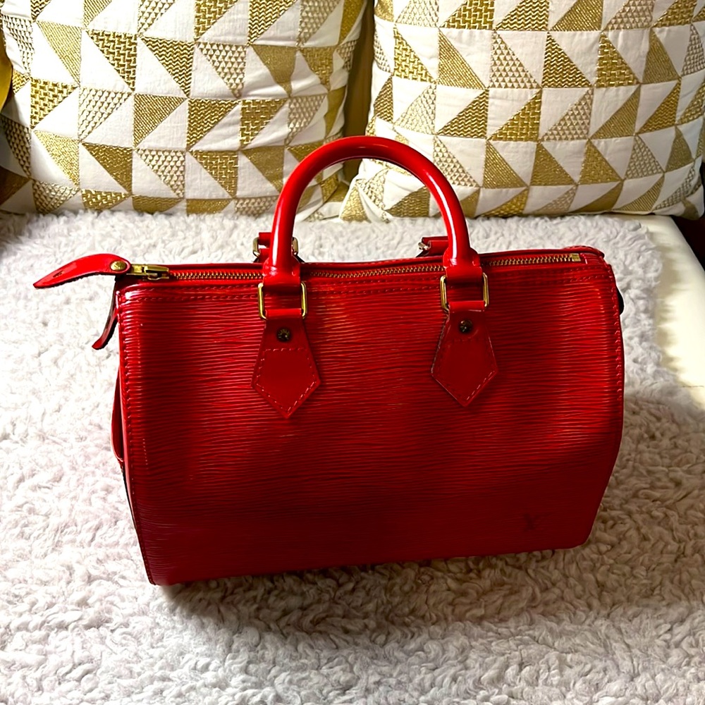 Louis Vuitton Red Epi Speedy 25